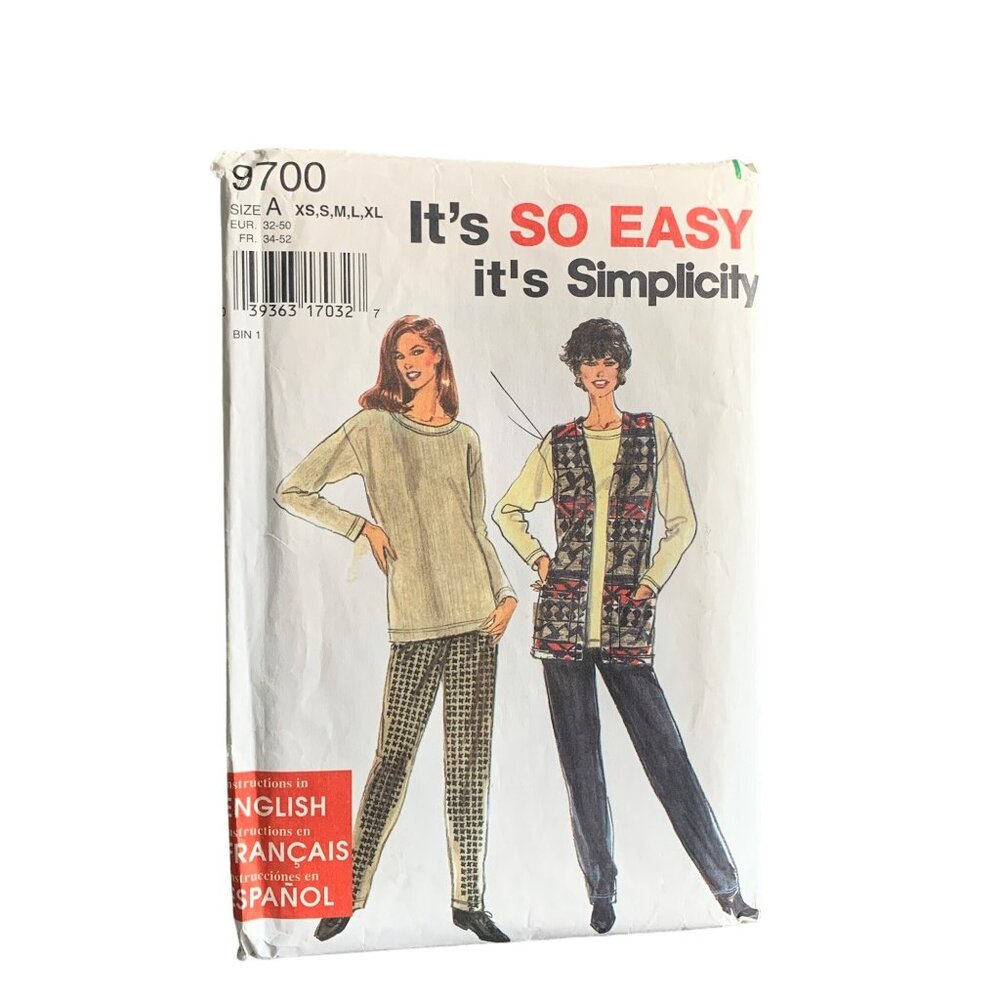 Simplicity 9700 Misses Pants Vest Shirt Separates Pattern XS-XL - uncut